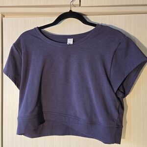 Women's Cropped Crewneck Top in Deep Purple – Size XL
